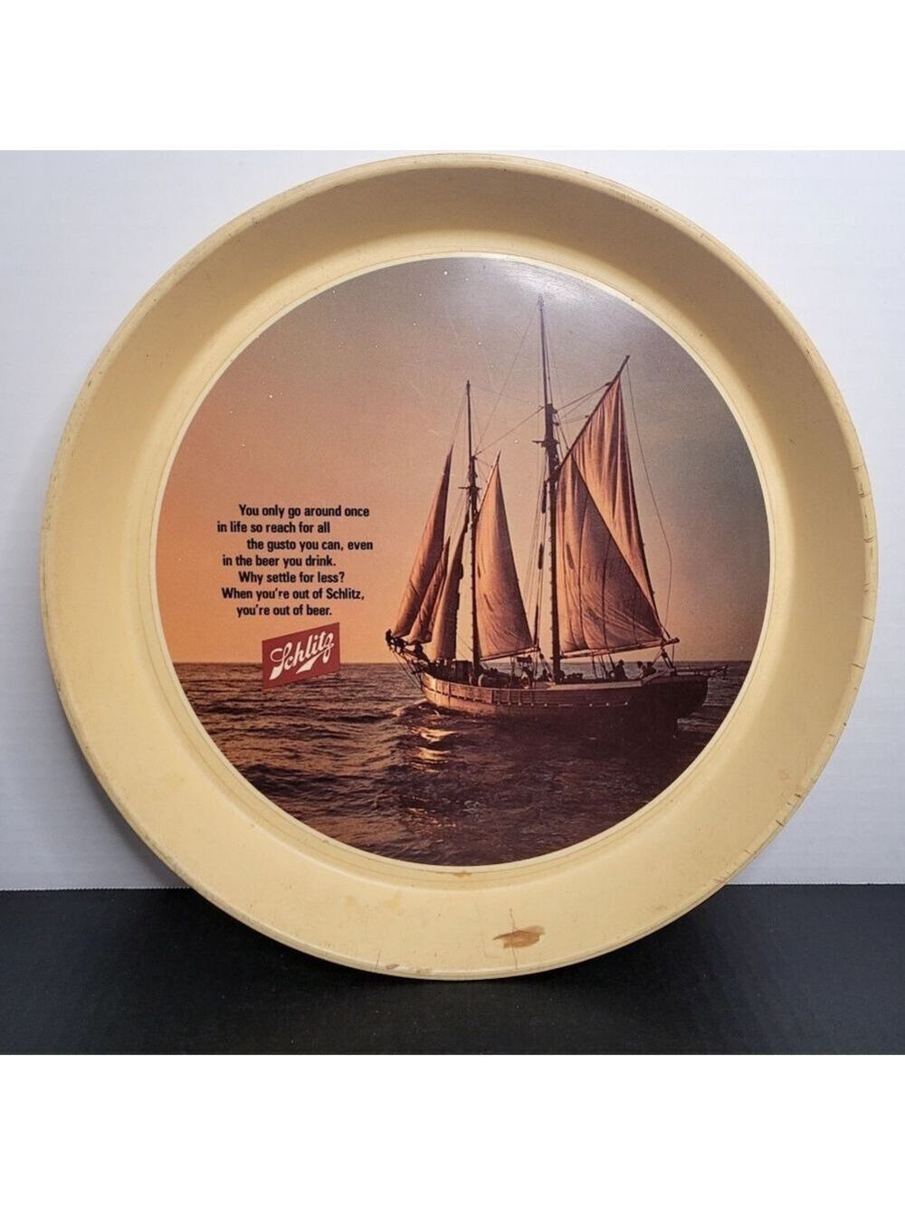 Vintage Schlitz Beer Tray 13" Nautical Ship
